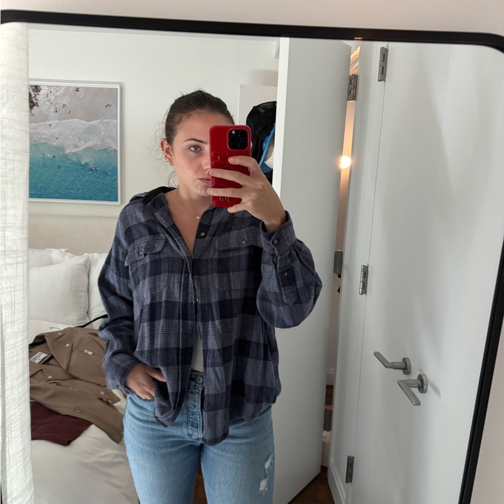 Blue Plaid Button-Up Flannel